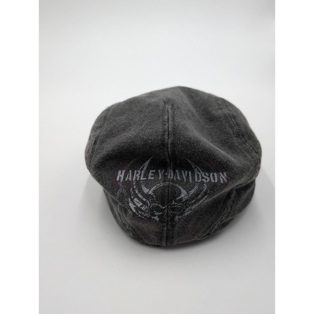 Harley-Davidson Newsboy Cap Size M Gray Washed Skull Graphic Cotton Blend